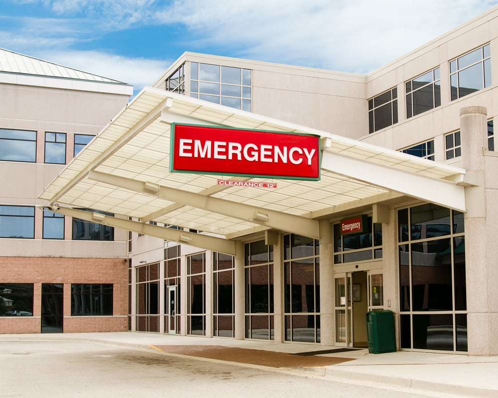 emergency room entrance at hospital, exterior