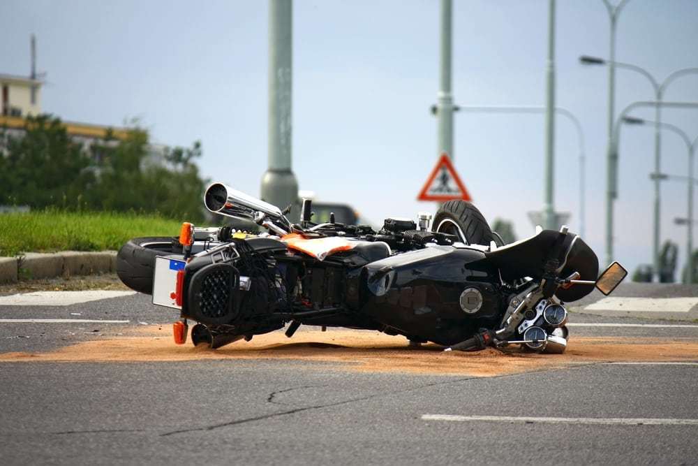 motorcycle accident on city road