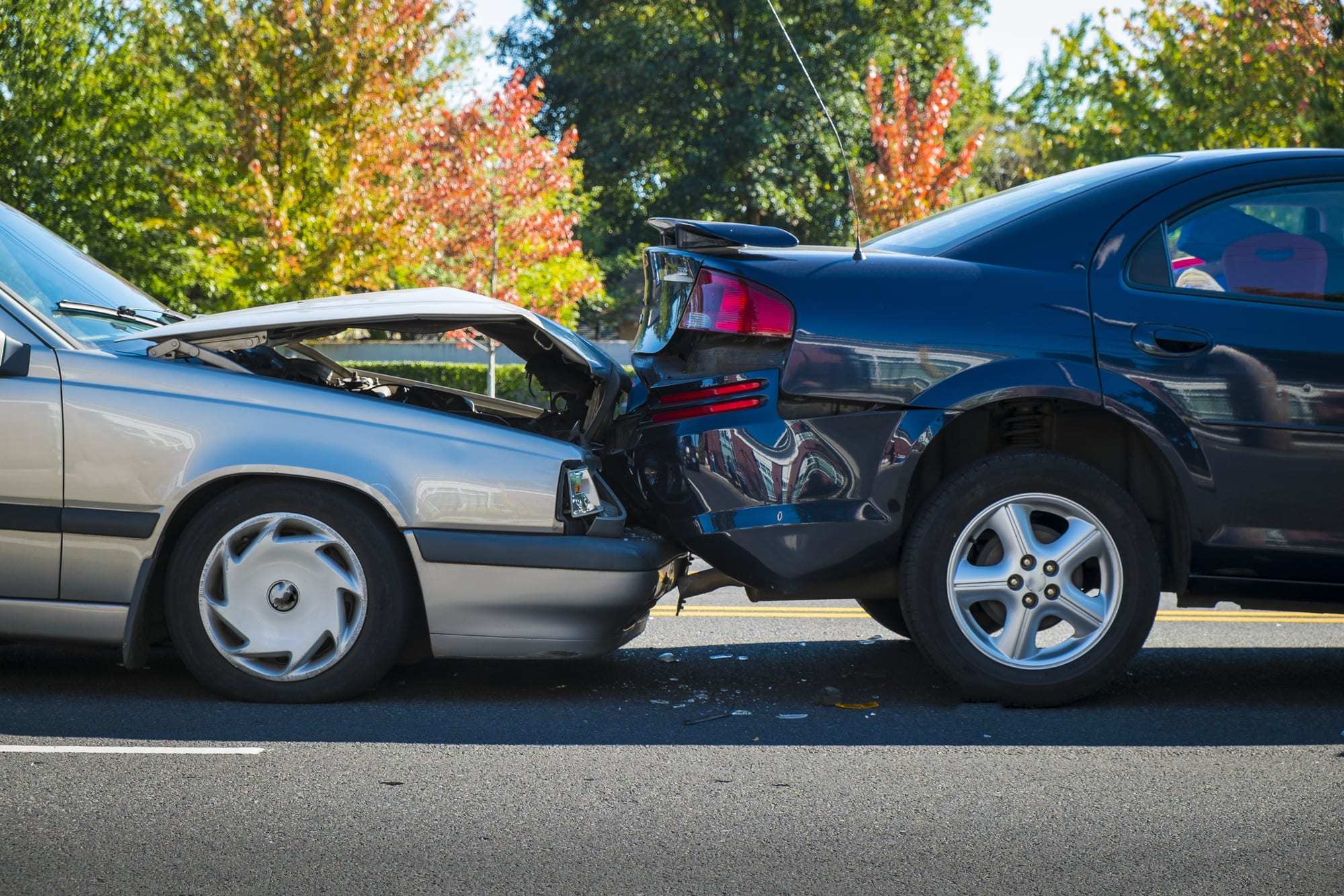 Rear-end-collision-involving-two-cars