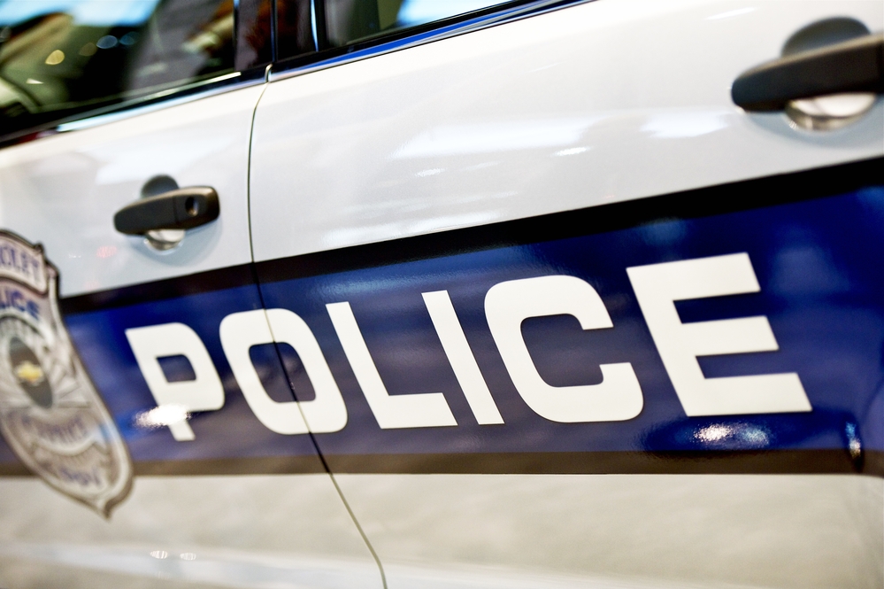 close-up of side of police car