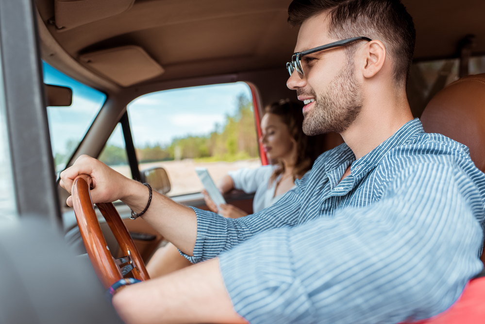 Young couple on road trip