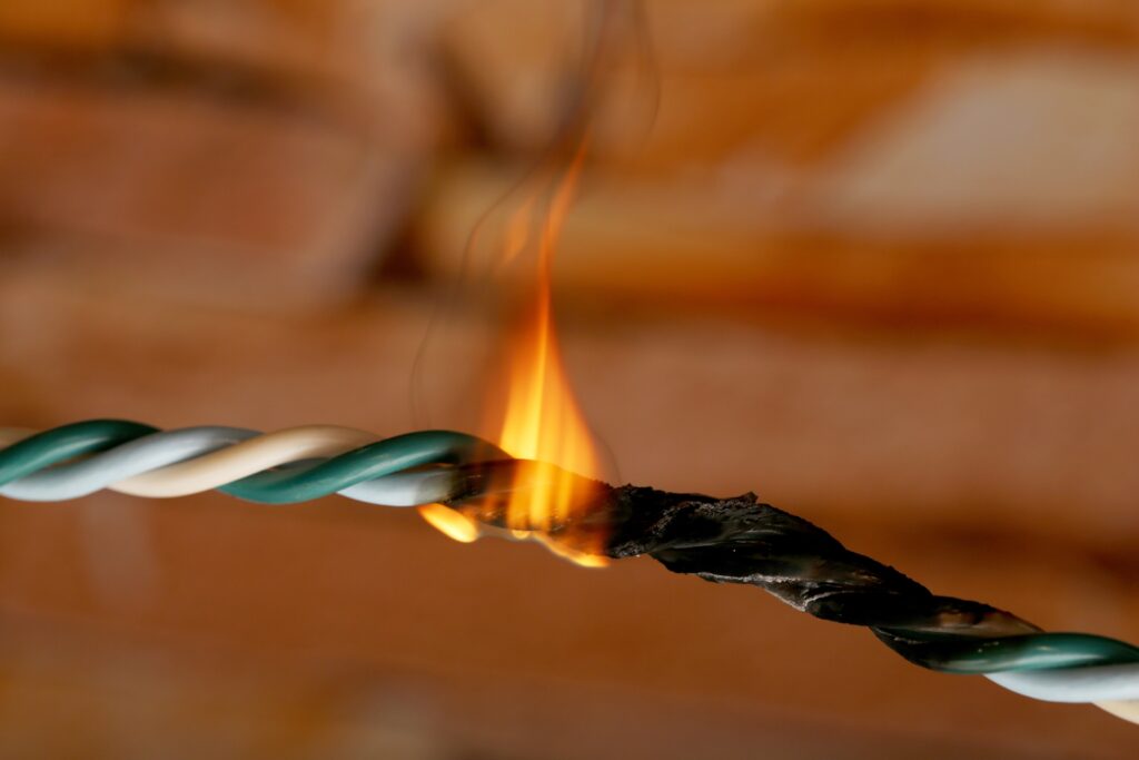 Wire short circuit fire